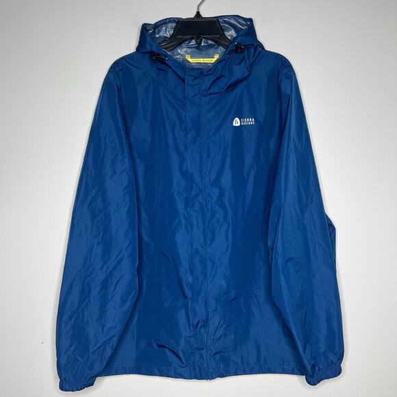 Sierra Design's Full-Zip Hooded Rain Jacket Coat XXL Packable Blue Windbreaker - Picture 1 of 8